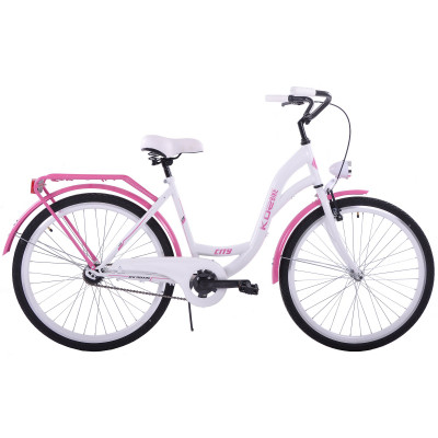 Mestský bicykel 28" Kozbike K19 1 prevodový Bielo ružový